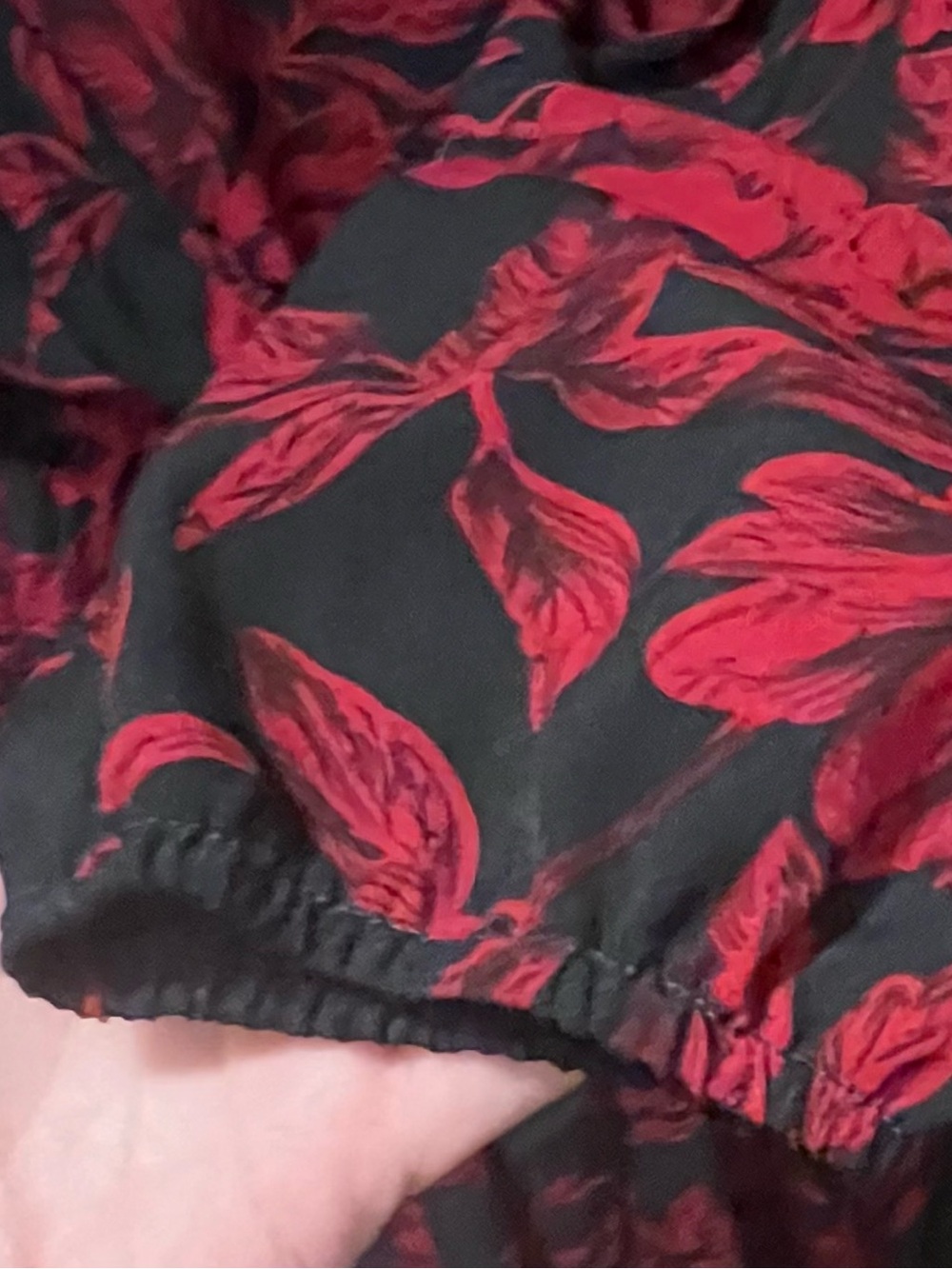 NWT - Black Dress with Bright Pinkish Red Floral Print and Waist Tie - Picture 3 of 8